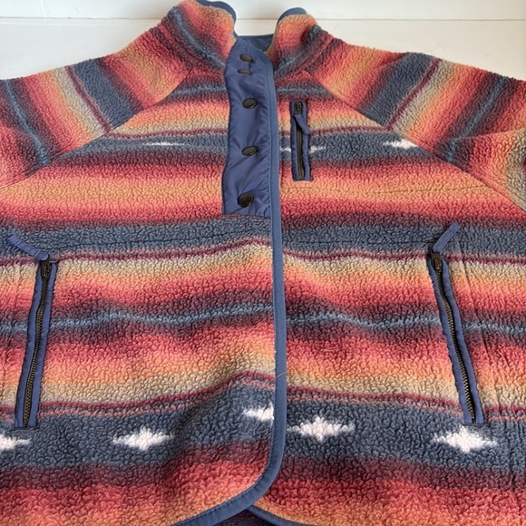 American Eagle fleece southwest style navy orange snap jacket pullover mock neck - Picture 16 of 16